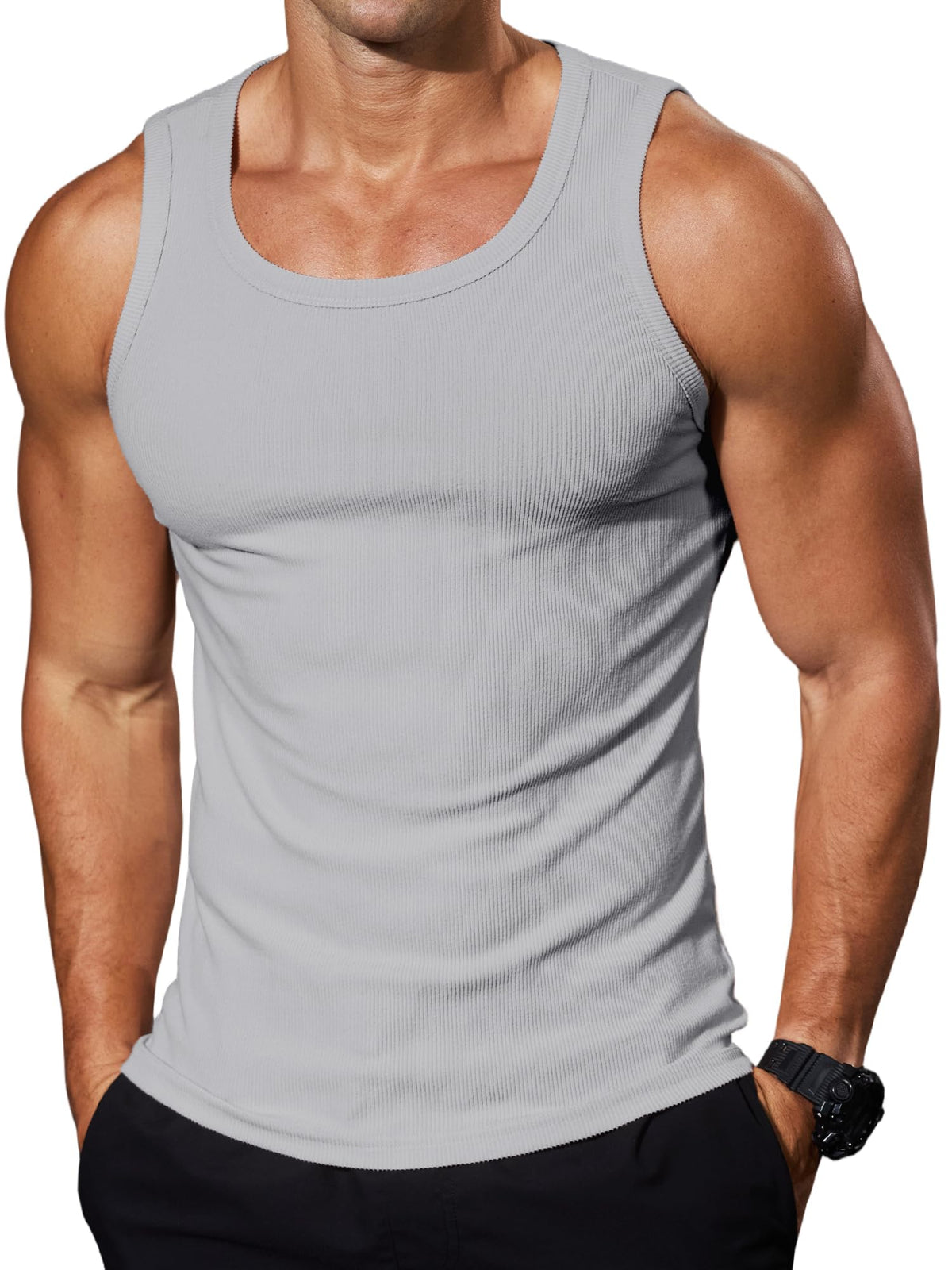 Comdecevis Men's Ribbed Muscle Tank Tops