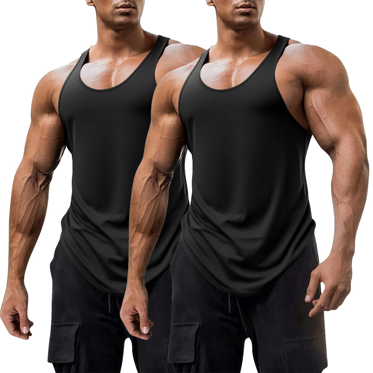 Mens Workout Tank Tops Fitness Bodybuilding Sleeveless Gym Muscle Stringer Shirts