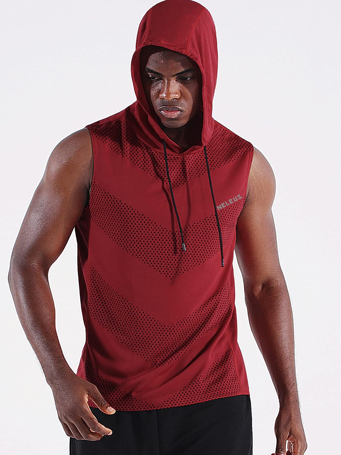Neleus Men's Workout Tank Tops 3 Pack Sleeveless Running Shirts with Hoodie