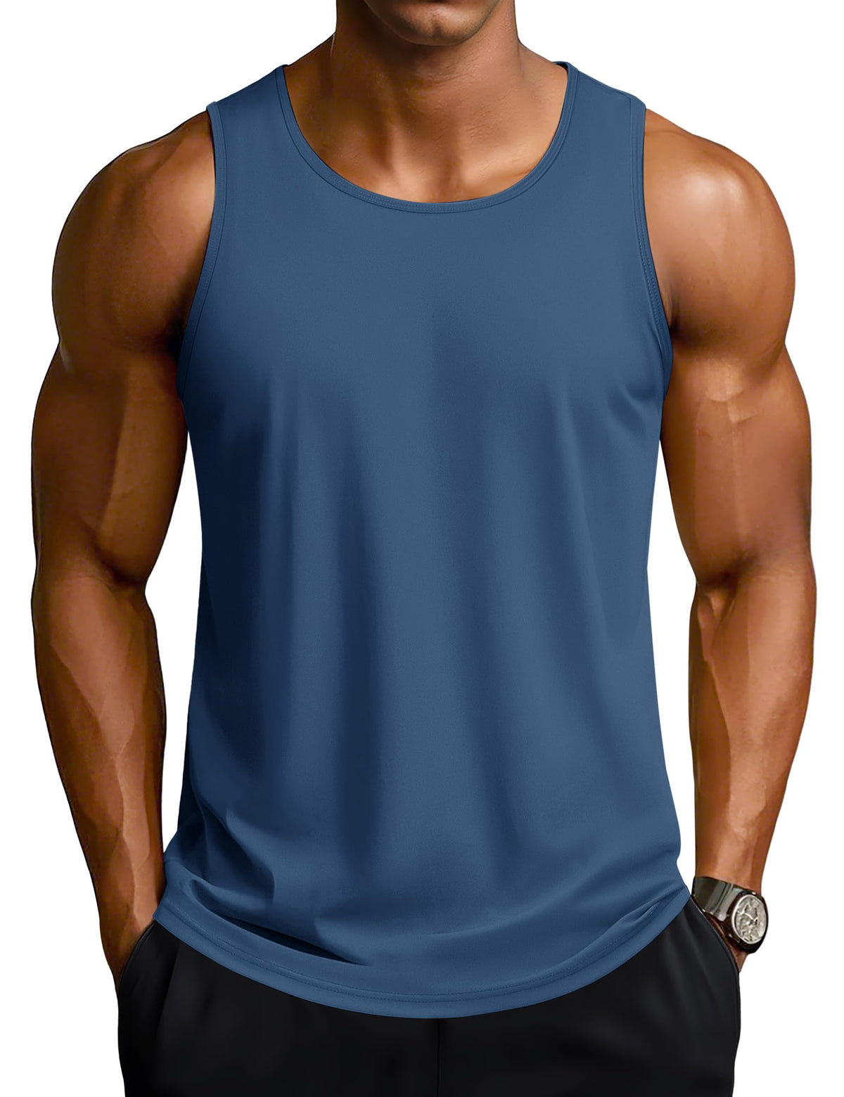 TACVASEN Men's Workout Tank Tops Sleeveless UPF 50+ Summer Sun Shirts Quick Dry for Running Swim Gym Beach