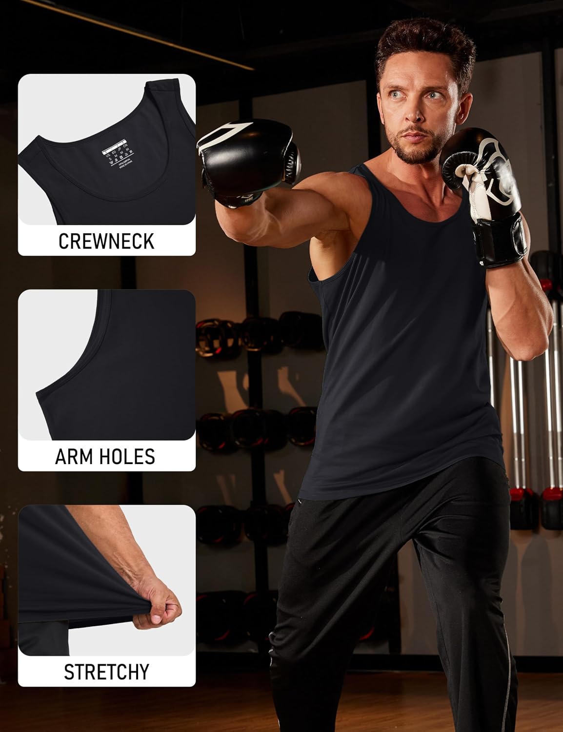 MAGCOMSEN Mens Workout Tank Tops Muscle Athletic Gym Cotton Undershirt Sleeveless Shirts