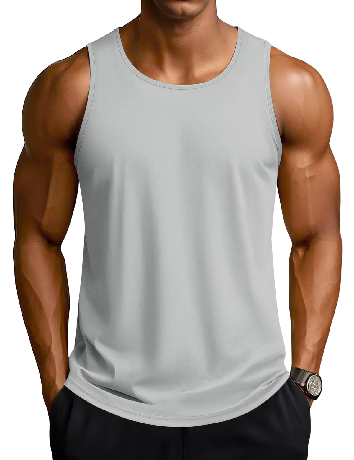 TACVASEN Men's Workout Tank Tops Sleeveless UPF 50+ Summer Sun Shirts Quick Dry for Running Swim Gym Beach