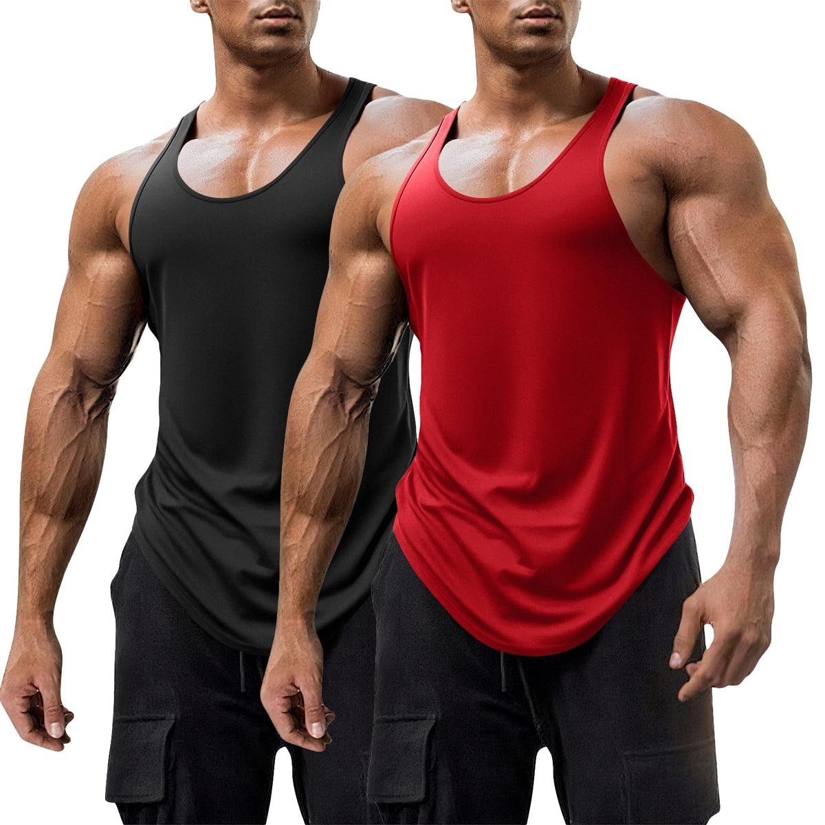 Mens Workout Tank Tops Fitness Bodybuilding Sleeveless Gym Muscle Stringer Shirts