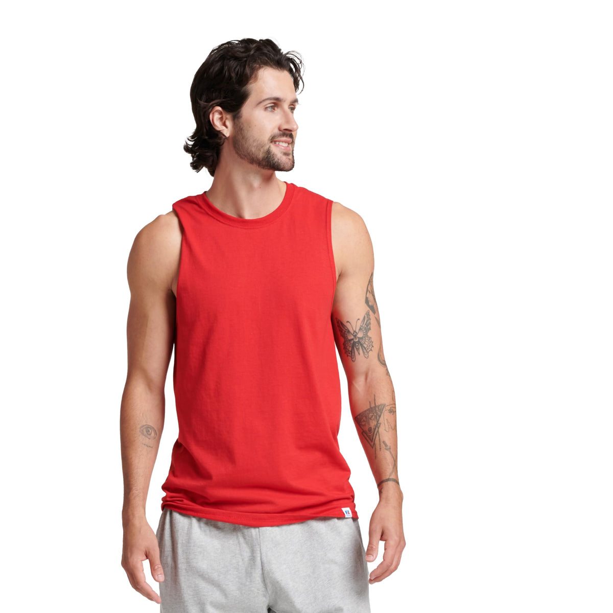 Russell Athletic Men's Dri-Power Cotton Blend Sleeveless Muscle Shirts,Moisture Wicking,Odor Protection, UPF 30+, Sizes S-4X