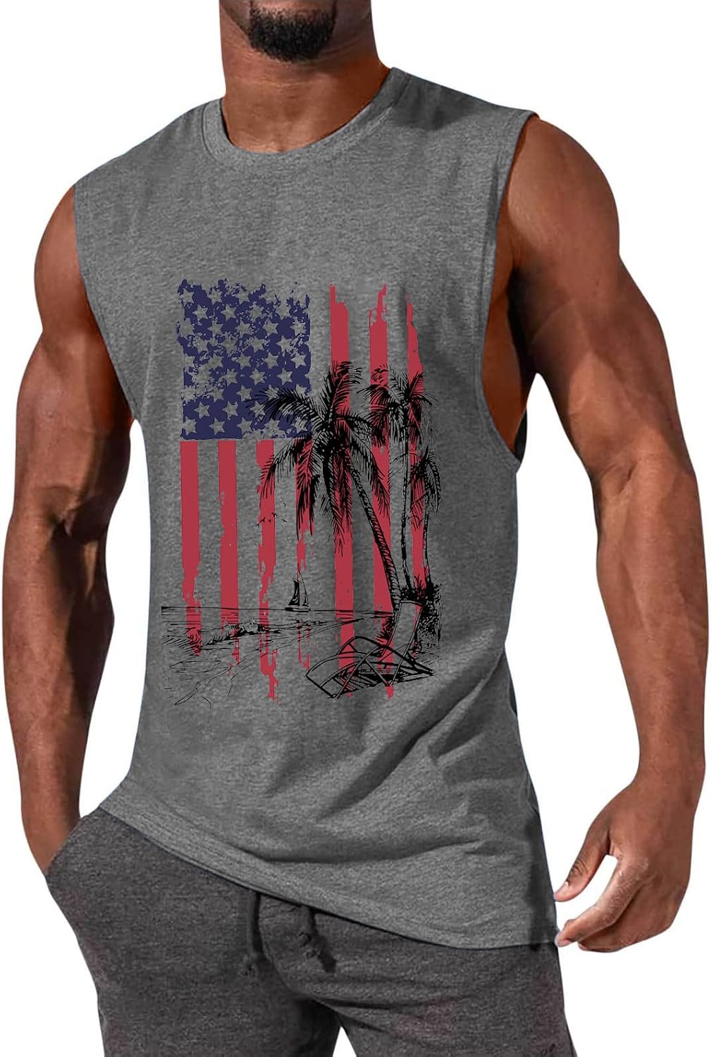 ONLYSTORY Mens Tank Tops Sleeveless Tee Shirts Casual Summer Muscle Gym Tops Running Beach Shirts