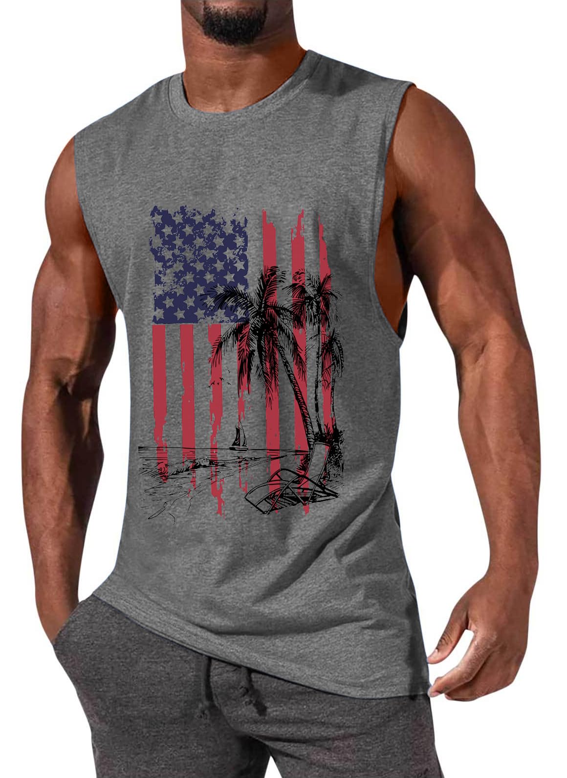 ONLYSTORY Mens Tank Tops Sleeveless Tee Shirts Casual Summer Muscle Gym Tops Running Beach Shirts