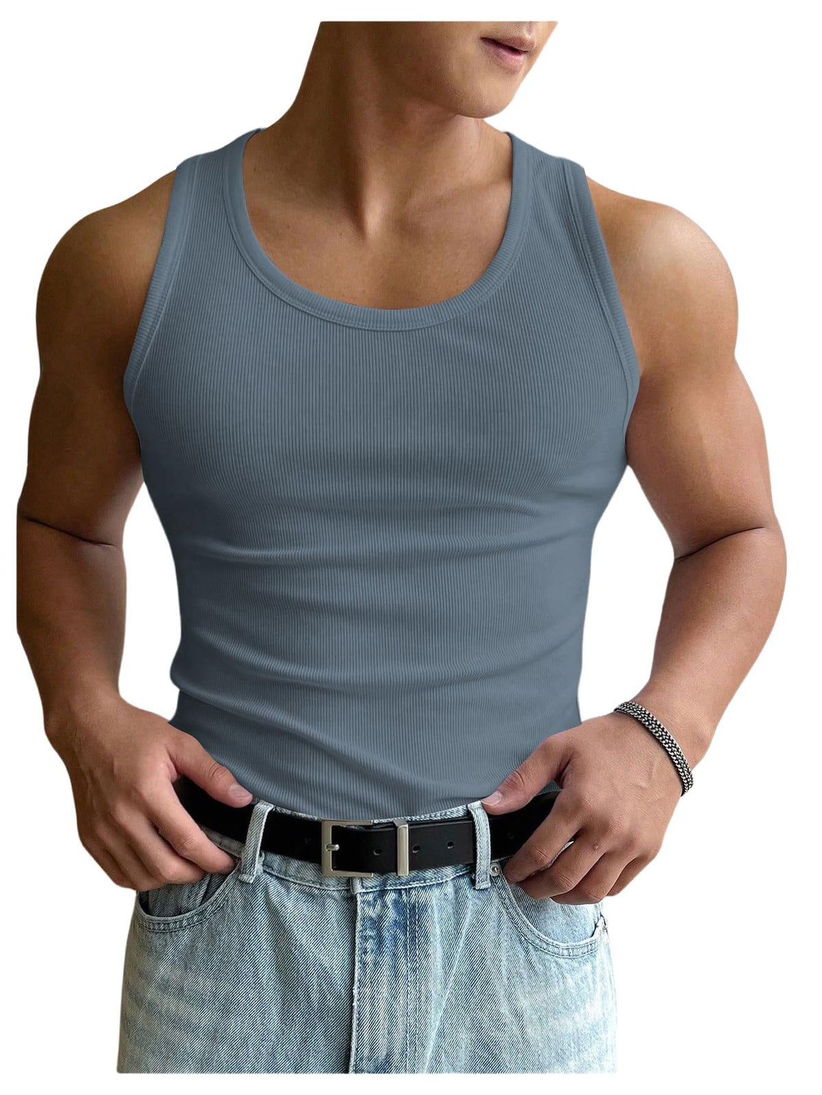 COZYEASE Men's Summer Sleeveless Tank Top Workout Gym Muscle Tank T Shirt