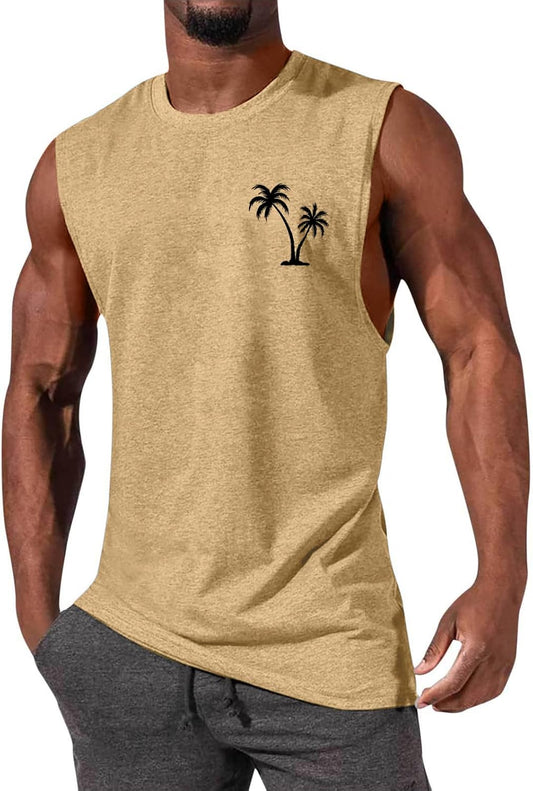 ONLYSTORY Mens Tank Tops Sleeveless Tee Shirts Casual Summer Muscle Gym Tops Running Beach Shirts