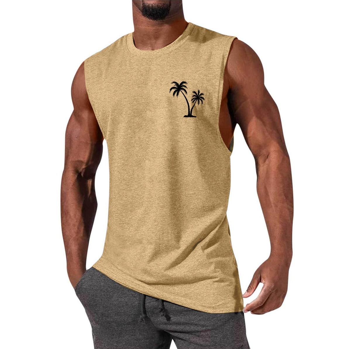 ONLYSTORY Mens Tank Tops Sleeveless Tee Shirts Casual Summer Muscle Gym Tops Running Beach Shirts