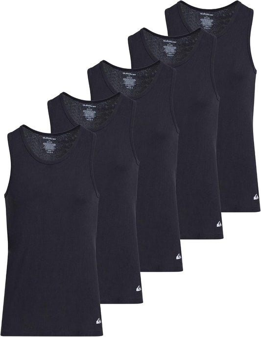 Quiksilver Undershirt Tank Tops for Men, 5 Pack Lightweight Ribbed Tanktops