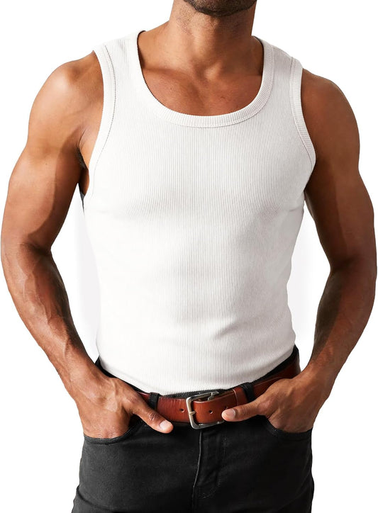 Comdecevis Men's Ribbed Muscle Tank Tops