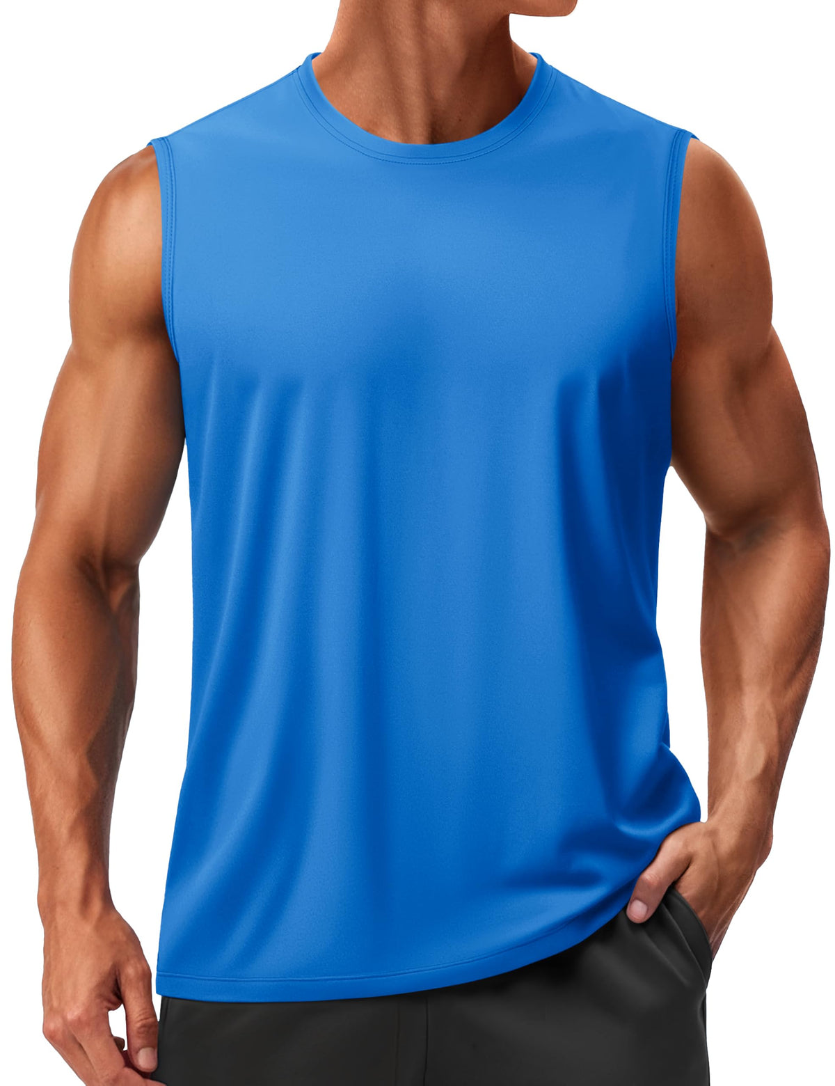 TACVASEN Men's Sleeveless Shirts Quick Dry Tank Tops for Men Sun Protection UPF 50+ Athletic Gym Workout Muscle Shirts