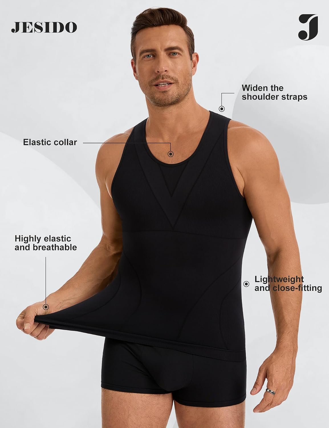 3 Pack Compression Shirt Men's Tummy Control Body Shaper Tank Top