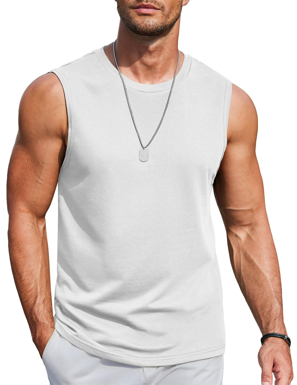 COOFANDY Mens Workout Tank Tops Cotton 3 Pack Soft Gym Muscle Shirt Sleeveless Classic T Shirts