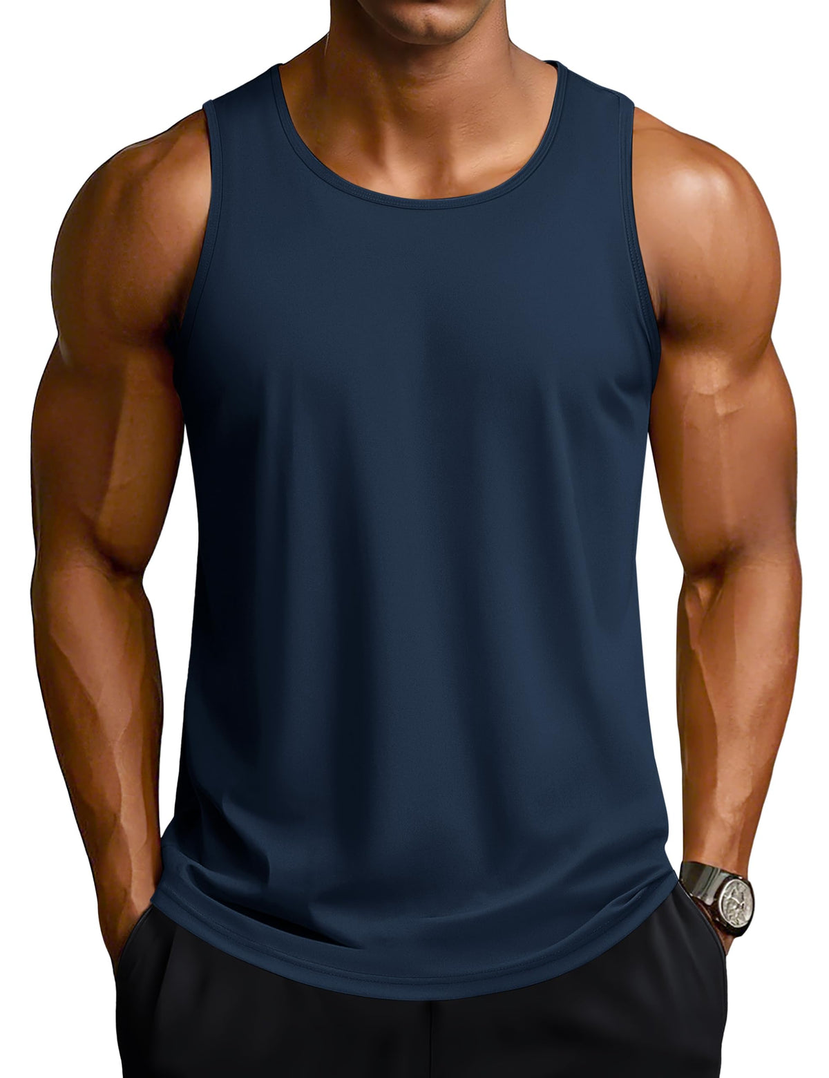 TACVASEN Men's Workout Tank Tops Sleeveless UPF 50+ Summer Sun Shirts Quick Dry for Running Swim Gym Beach