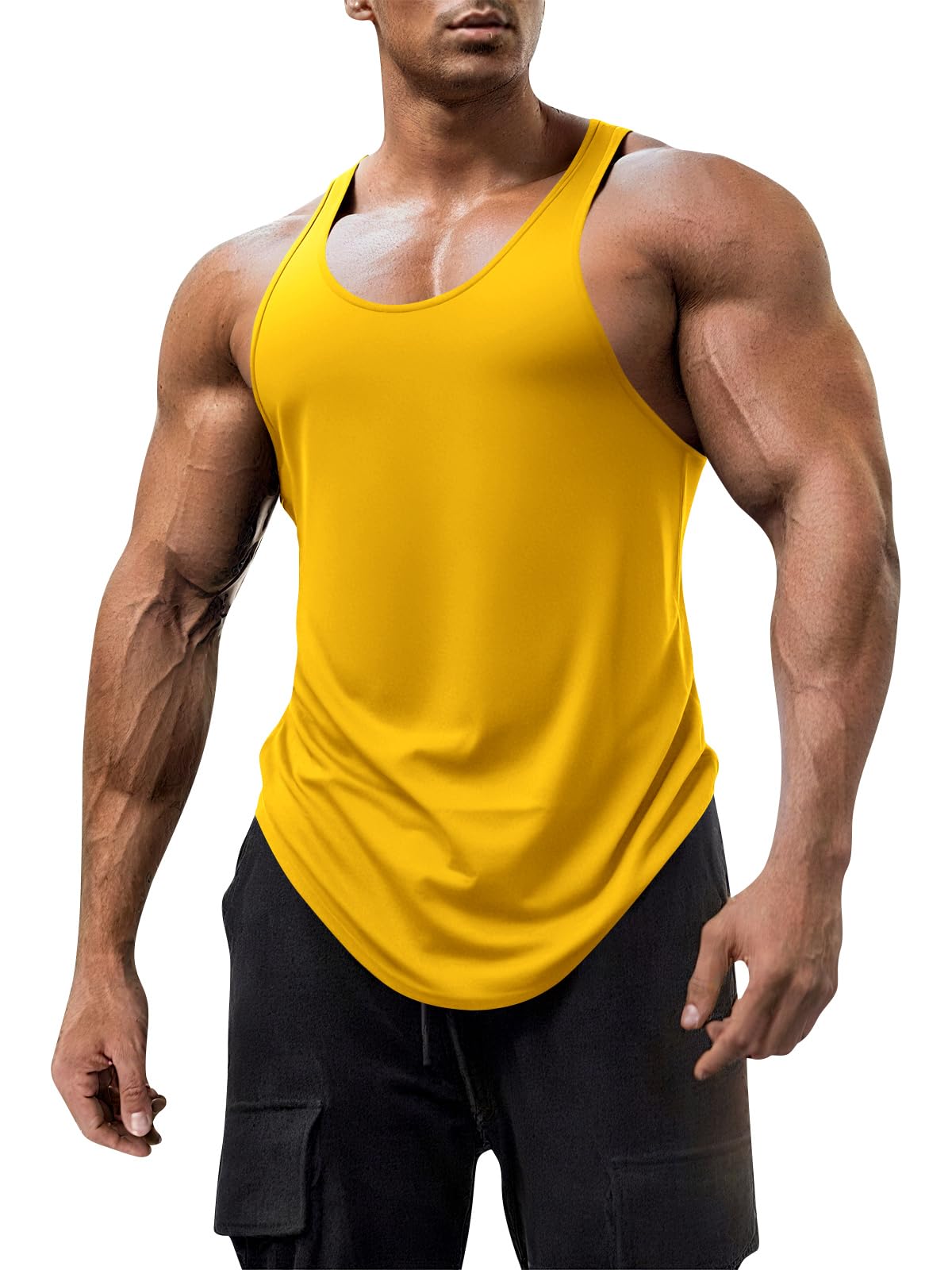 Mens Workout Tank Tops Fitness Bodybuilding Sleeveless Gym Muscle Stringer Shirts