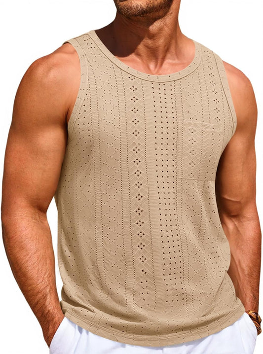 Runcati Mens Tank Tops Sleeveless Hollow Out T-Shirts