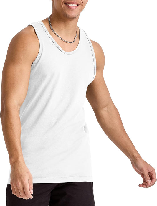 Hanes Men's Essentials Tank Top Pack, Midweight Cotton Tanks, Sleeveless Shirts, 3-Pack