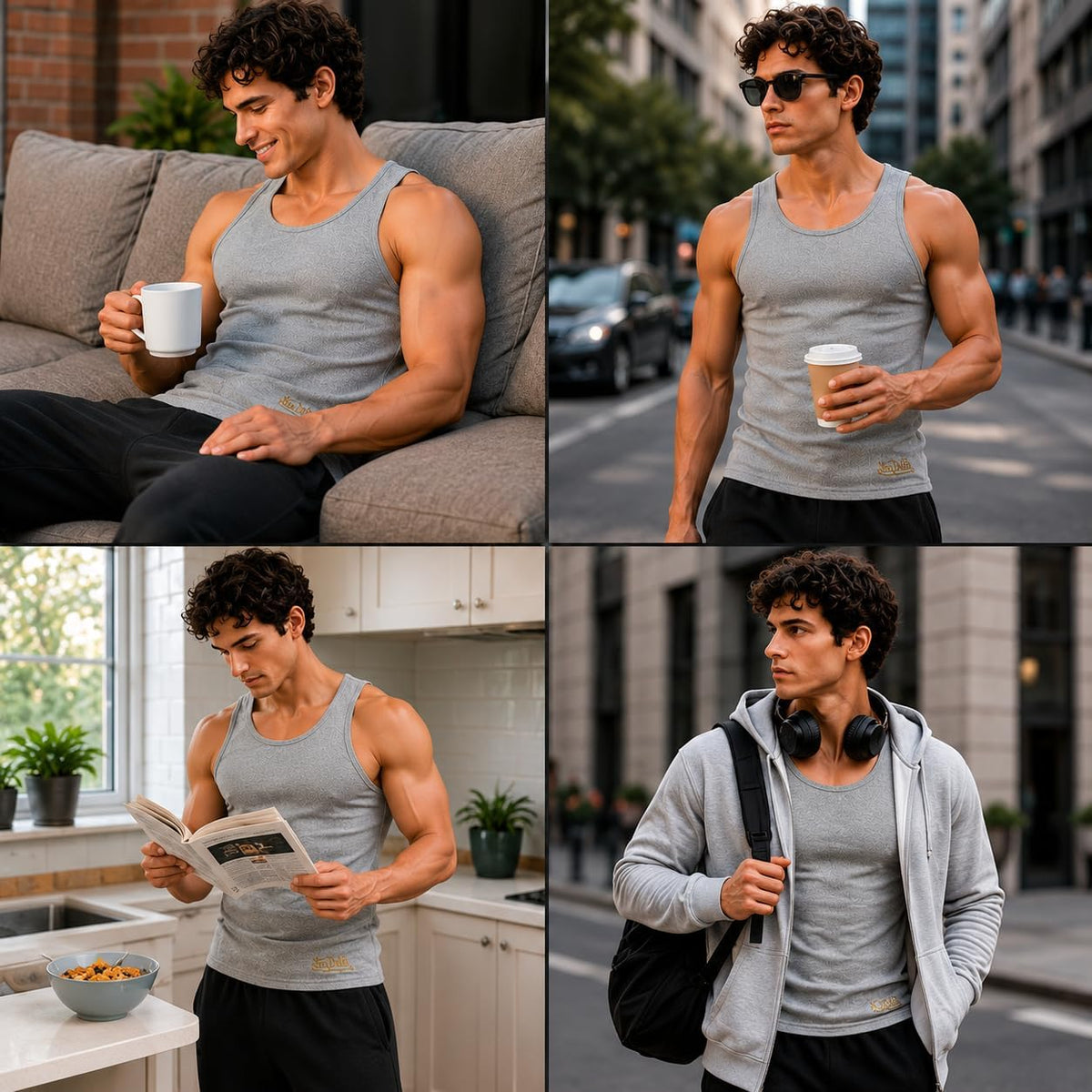 Von Dutch Mens Tank Tops 5 Pack Soft Cotton Ribbed Sleeveless Undershirts