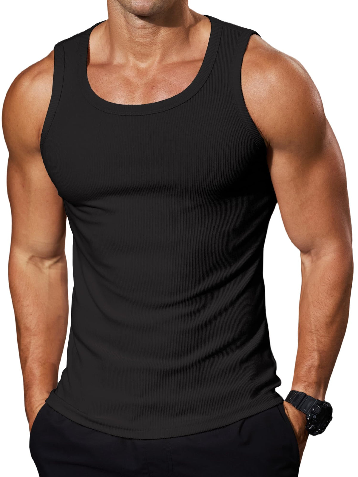 Comdecevis Men's Ribbed Muscle Tank Tops