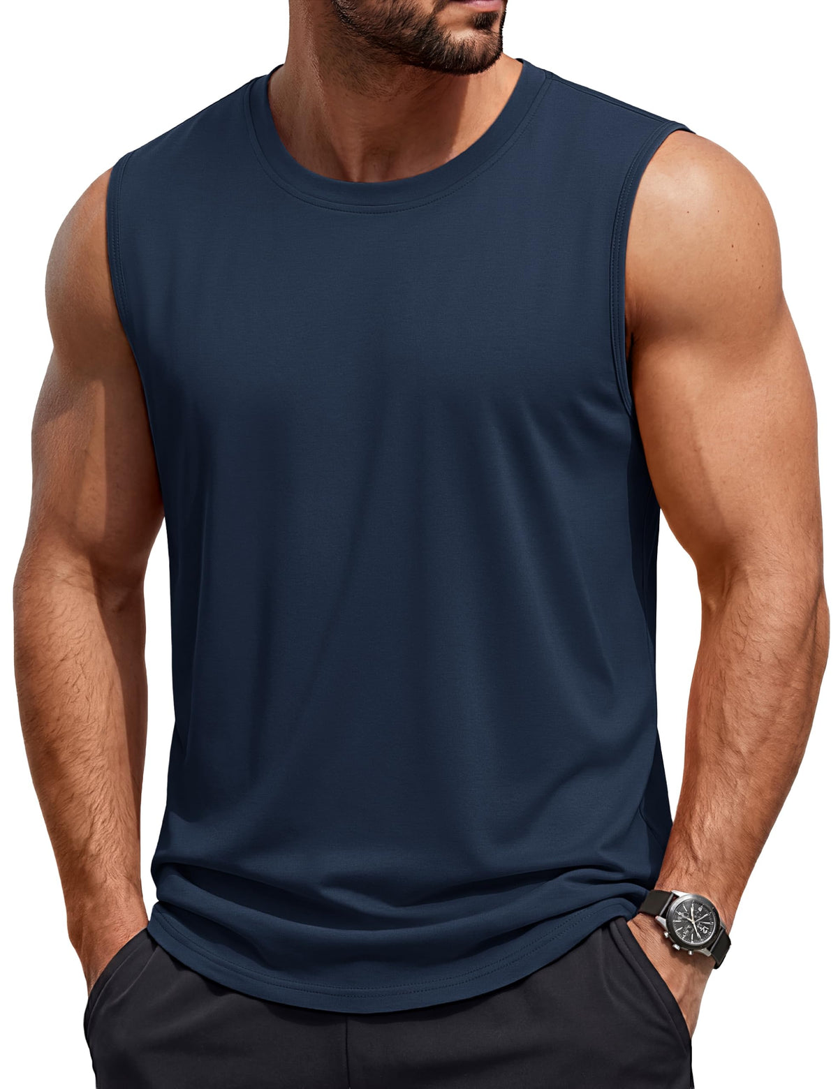 TACVASEN Tank Top for Men Moisture Wicking Cotton Sleeveless Shirts Muscle Gym Workout Causal Summer Tank Tops