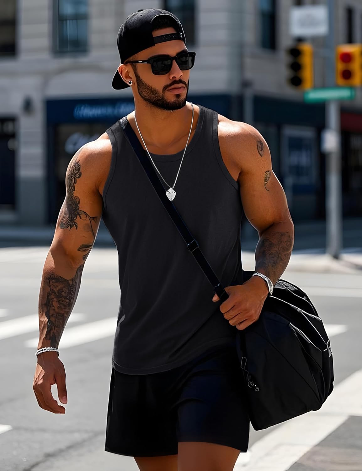 MAGCOMSEN Mens Workout Tank Tops Muscle Athletic Gym Cotton Undershirt Sleeveless Shirts