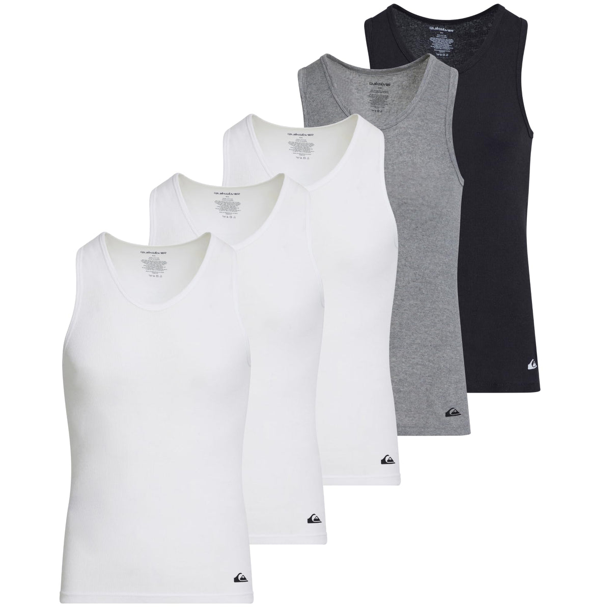 Quiksilver Undershirt Tank Tops for Men, 5 Pack Lightweight Ribbed Tanktops