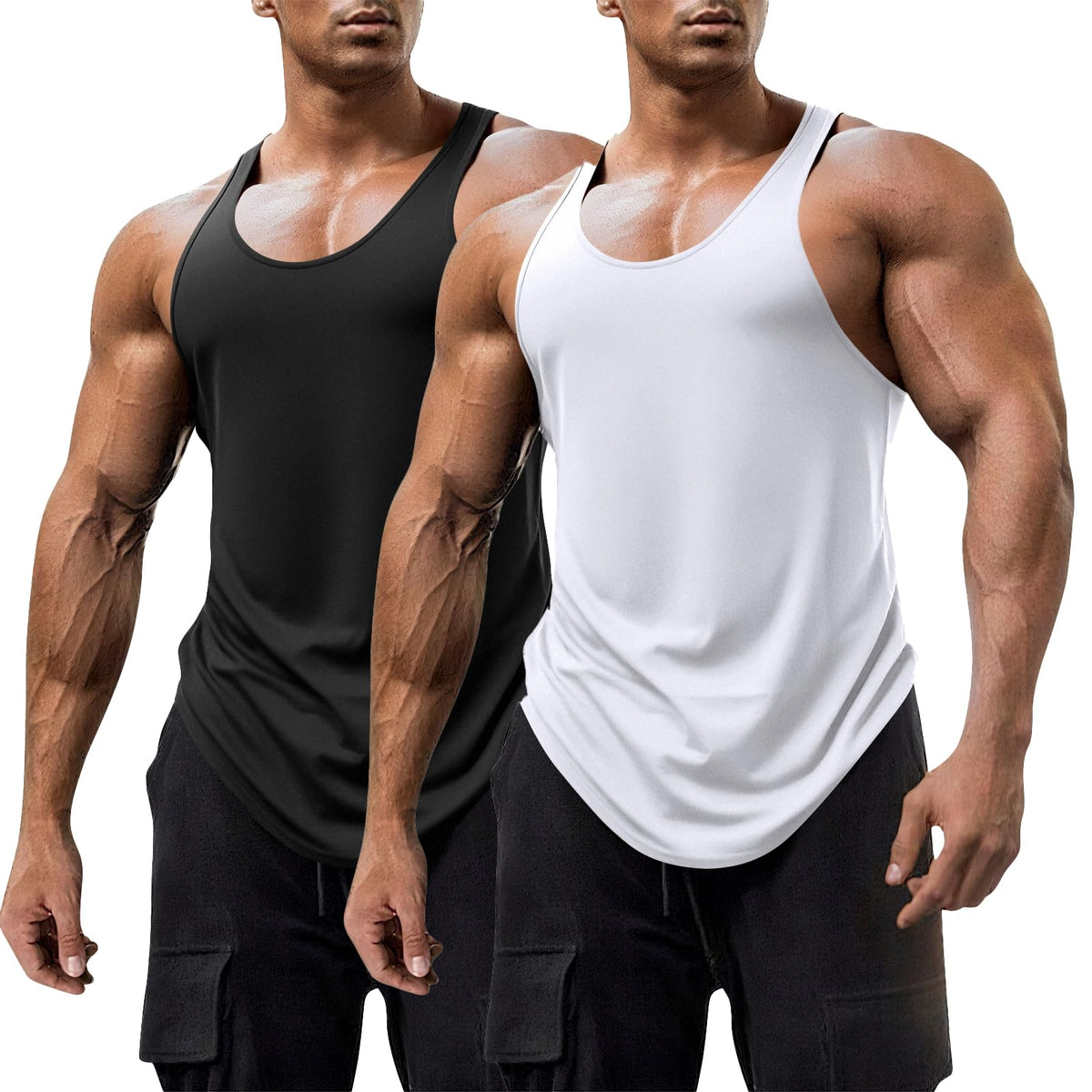 Mens Workout Tank Tops Fitness Bodybuilding Sleeveless Gym Muscle Stringer Shirts