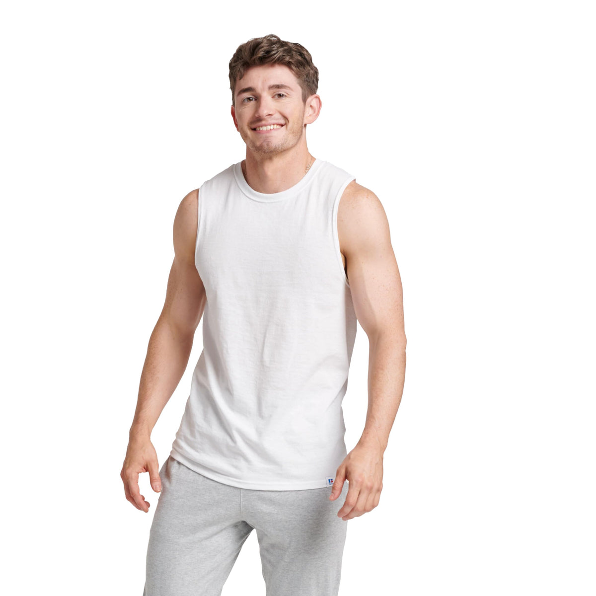 Russell Athletic Men's Dri-Power Cotton Blend Sleeveless Muscle Shirts,Moisture Wicking,Odor Protection, UPF 30+, Sizes S-4X