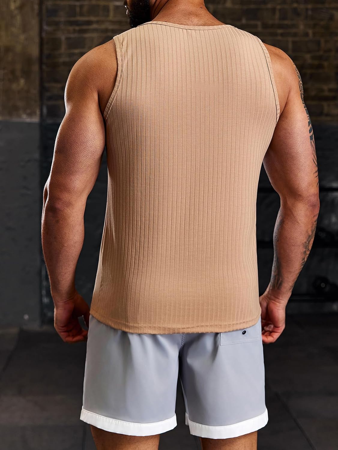 Runcati Men's Ribbed Tank Tops Knit Sleeveless Workout T Shirt