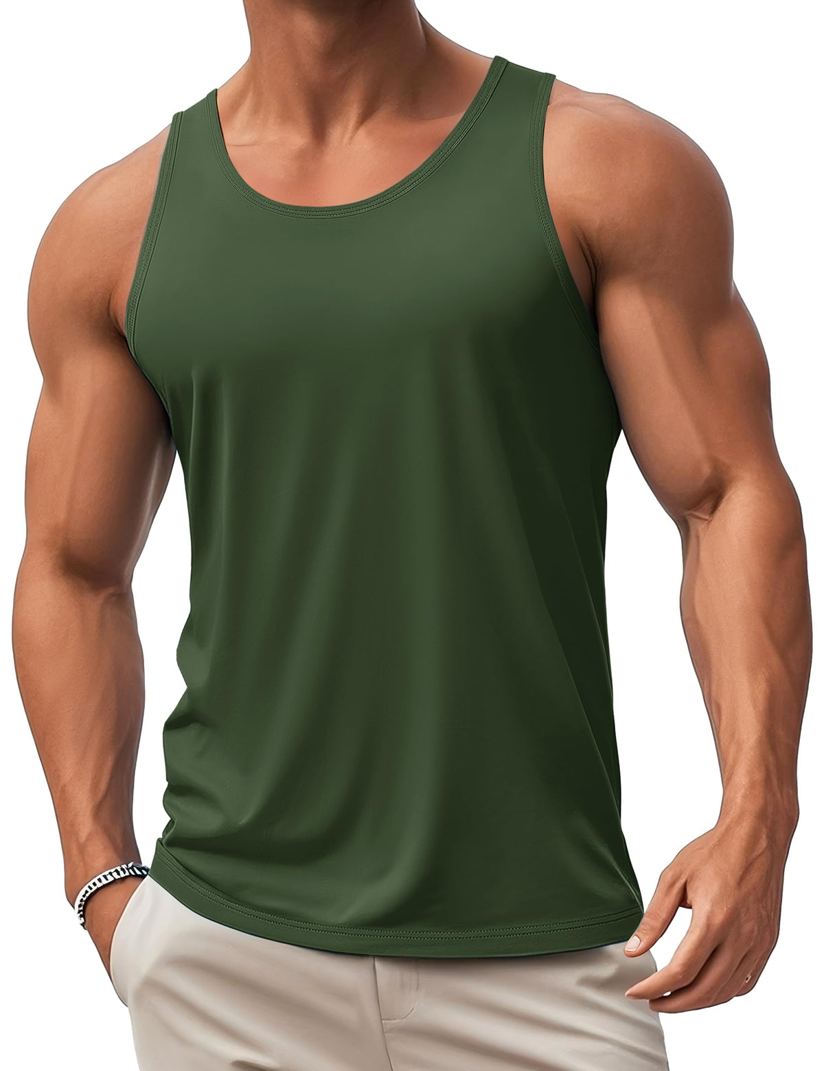 MAGCOMSEN Mens Workout Tank Tops Muscle Athletic Gym Cotton Undershirt Sleeveless Shirts