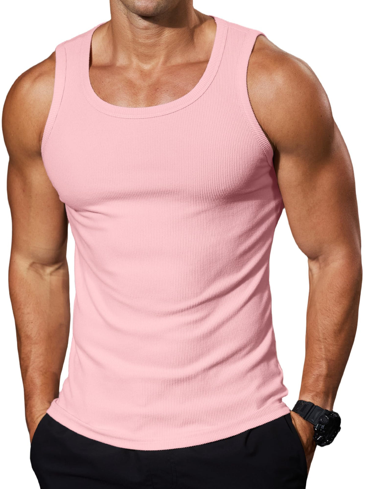 Comdecevis Men's Ribbed Muscle Tank Tops