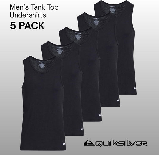 Quiksilver Undershirt Tank Tops for Men, 5 Pack Lightweight Ribbed Tanktops