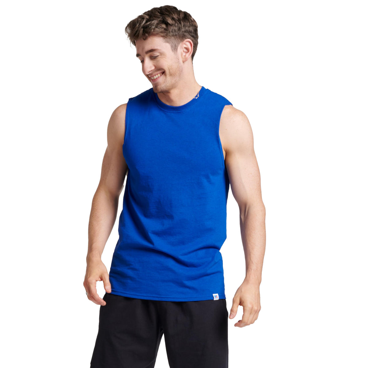 Russell Athletic Men's Dri-Power Cotton Blend Sleeveless Muscle Shirts,Moisture Wicking,Odor Protection, UPF 30+, Sizes S-4X