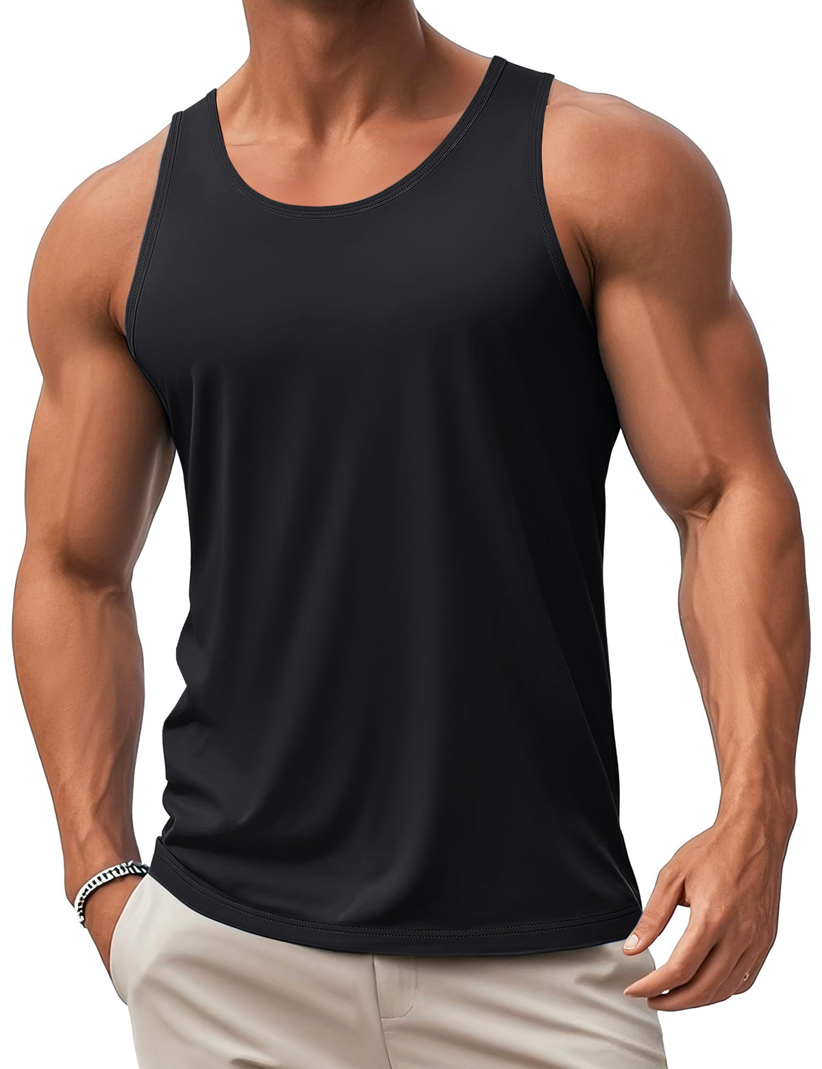 MAGCOMSEN Mens Workout Tank Tops Muscle Athletic Gym Cotton Undershirt Sleeveless Shirts