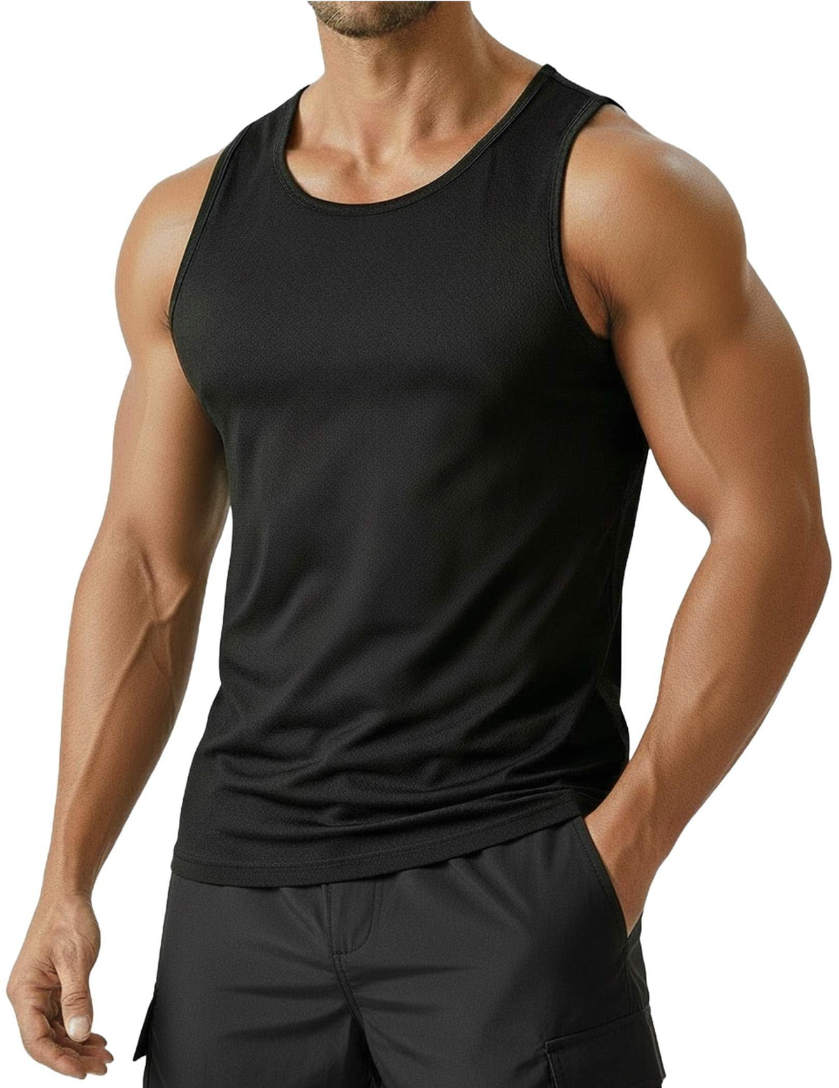 PINSPARK Men's UPF 50+ Quick Dry Tank Tops Athletic Muscle Tee