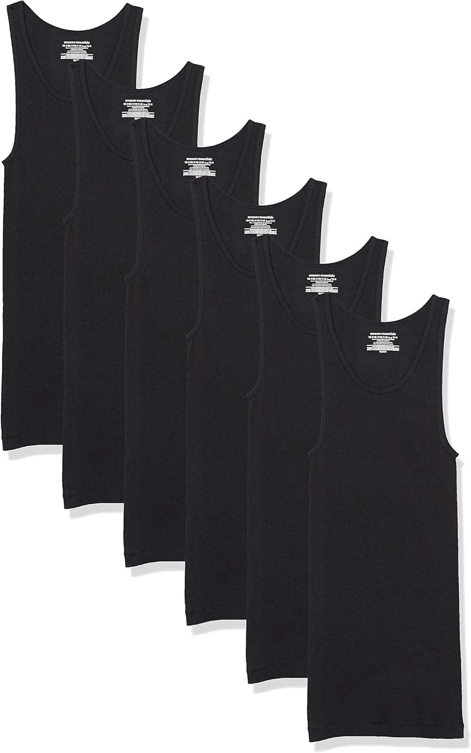 Amazon Essentials Men's Lightweight Breathable Cotton Slim Fit Tank Undershirts, Pack of 6