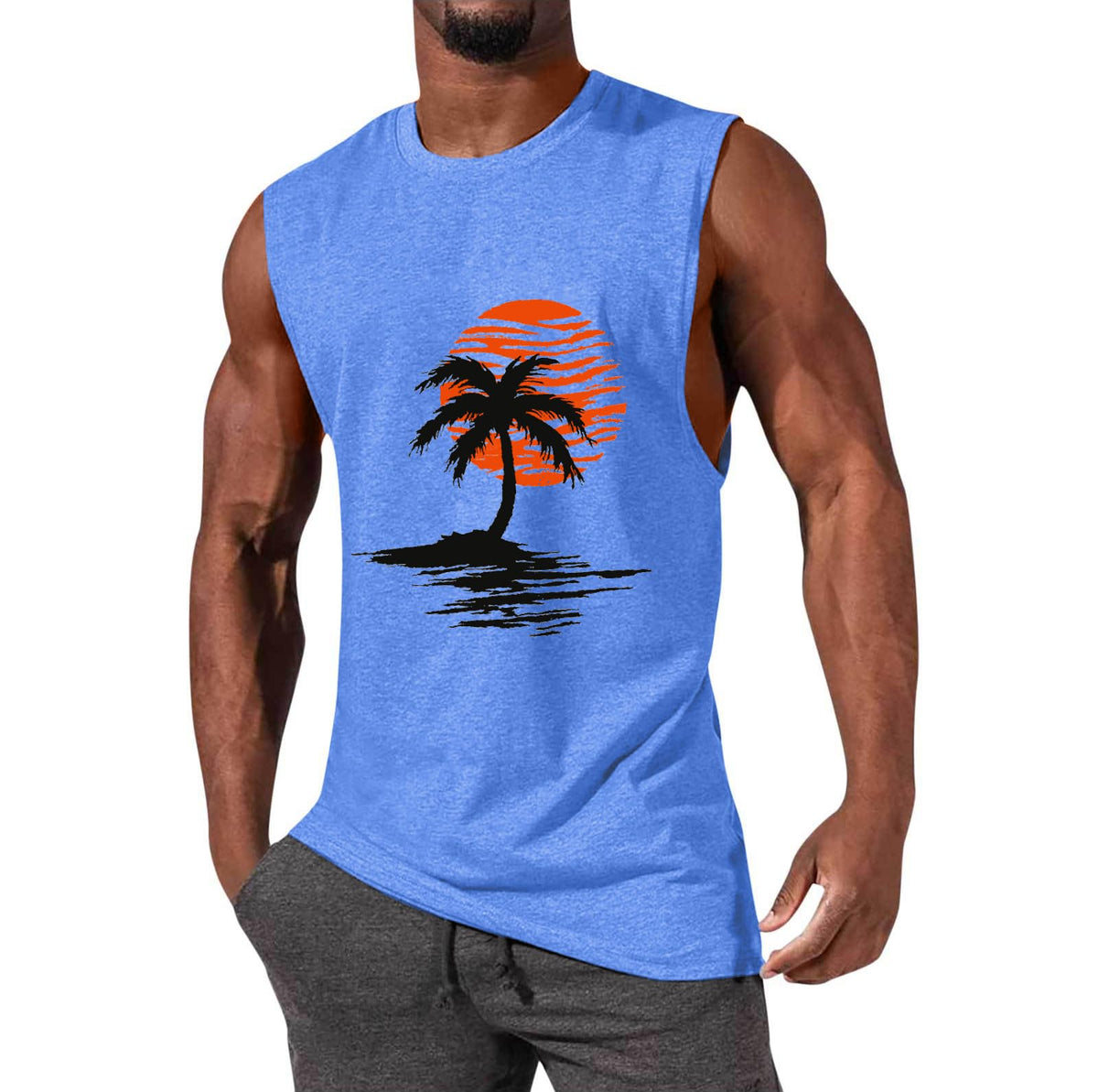 ONLYSTORY Mens Tank Tops Sleeveless Tee Shirts Casual Summer Muscle Gym Tops Running Beach Shirts