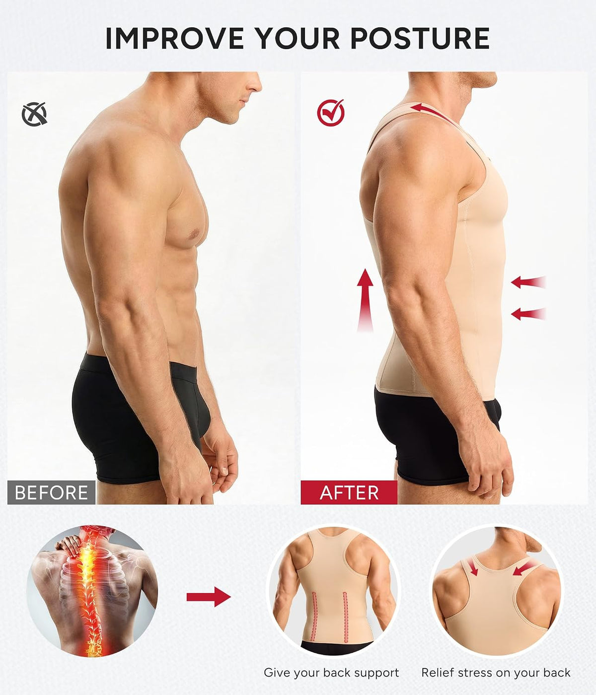 Nebility Compression Shirt Men Fajas Hombres Shapewear Tank Top Body Shaper
