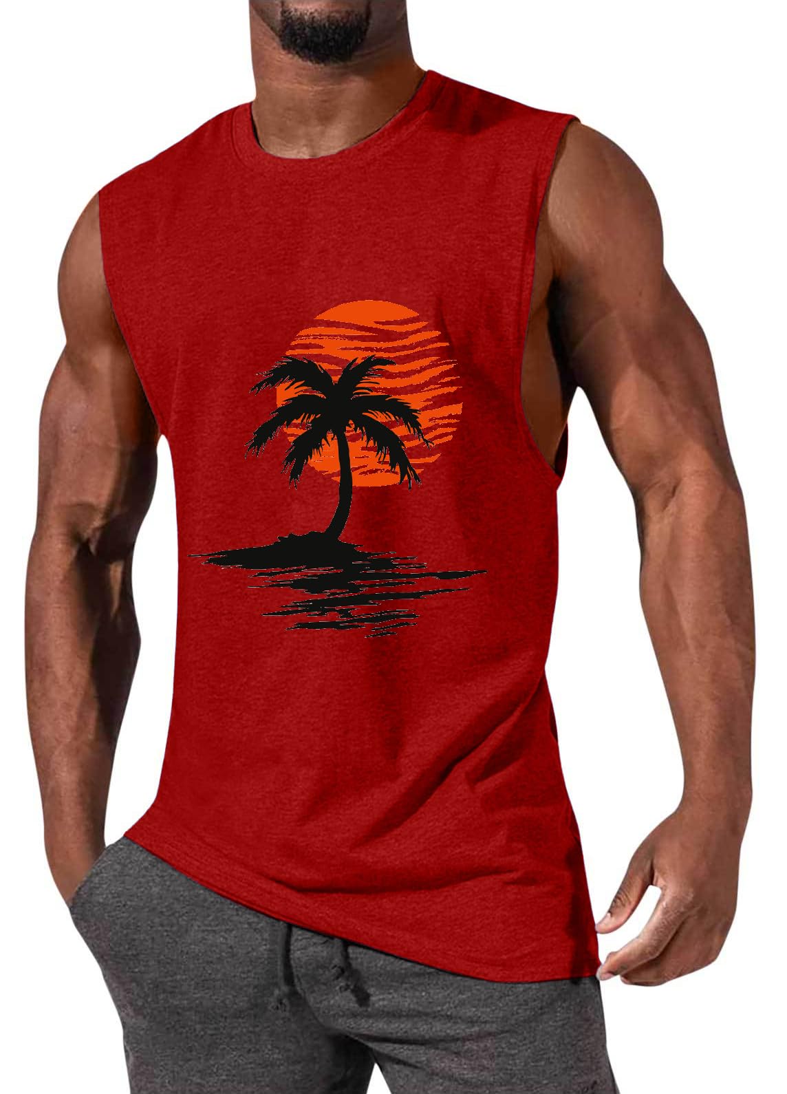 ONLYSTORY Mens Tank Tops Sleeveless Tee Shirts Casual Summer Muscle Gym Tops Running Beach Shirts