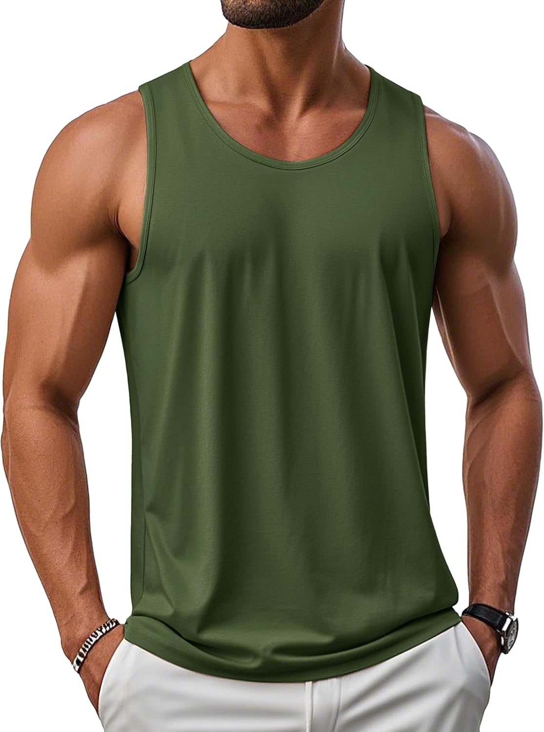 MAGCOMSEN Men's UPF 50+ Tank Top Sleeveless Muscle T Shirts Sport Gym Tanks