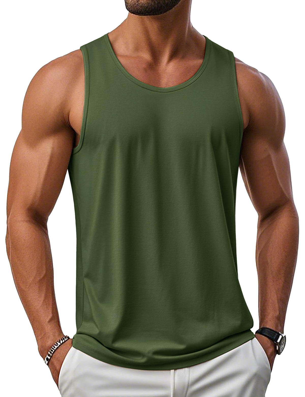 MAGCOMSEN Men's UPF 50+ Tank Top Sleeveless Muscle T Shirts Sport Gym Tanks
