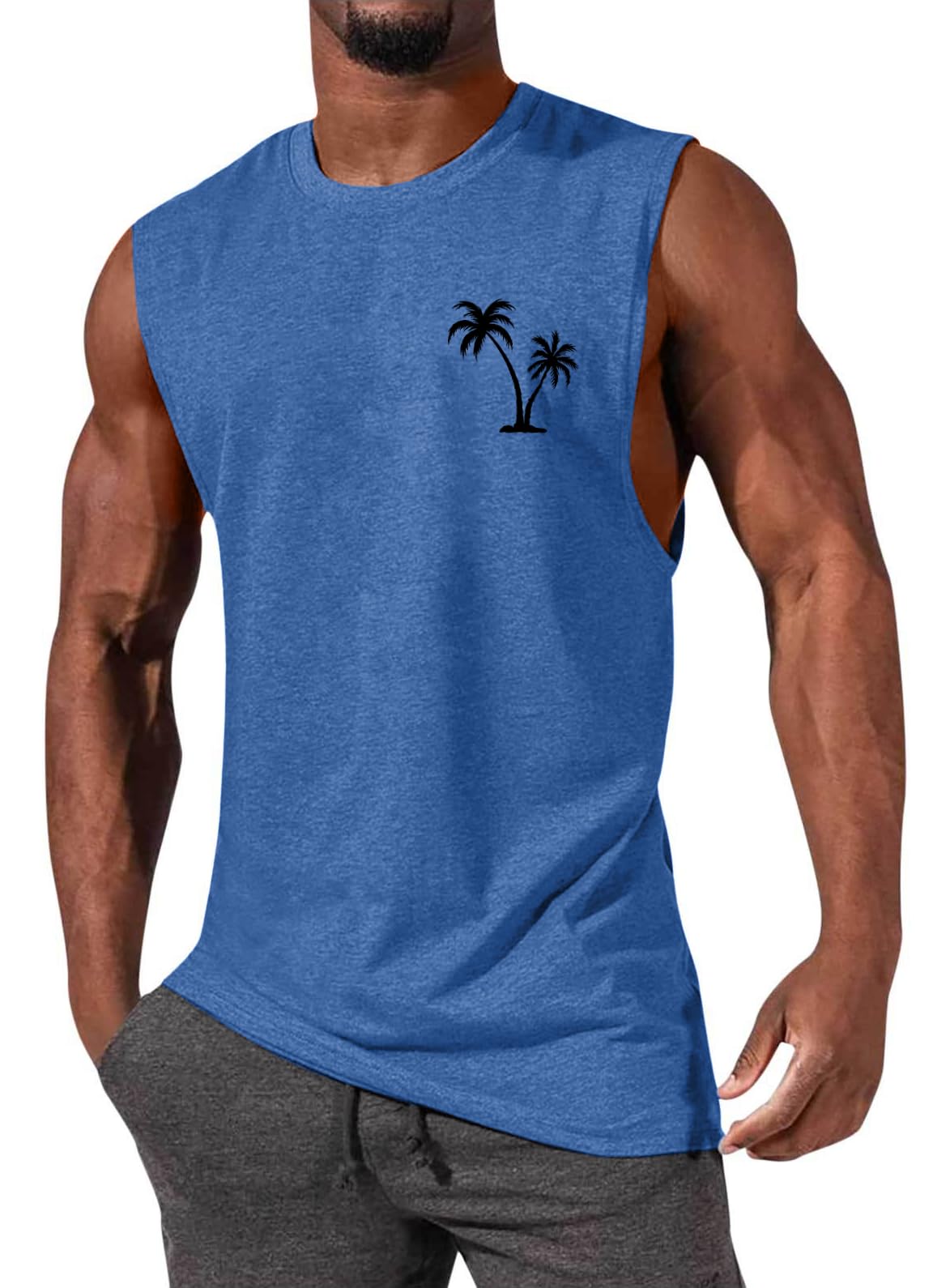 ONLYSTORY Mens Tank Tops Sleeveless Tee Shirts Casual Summer Muscle Gym Tops Running Beach Shirts