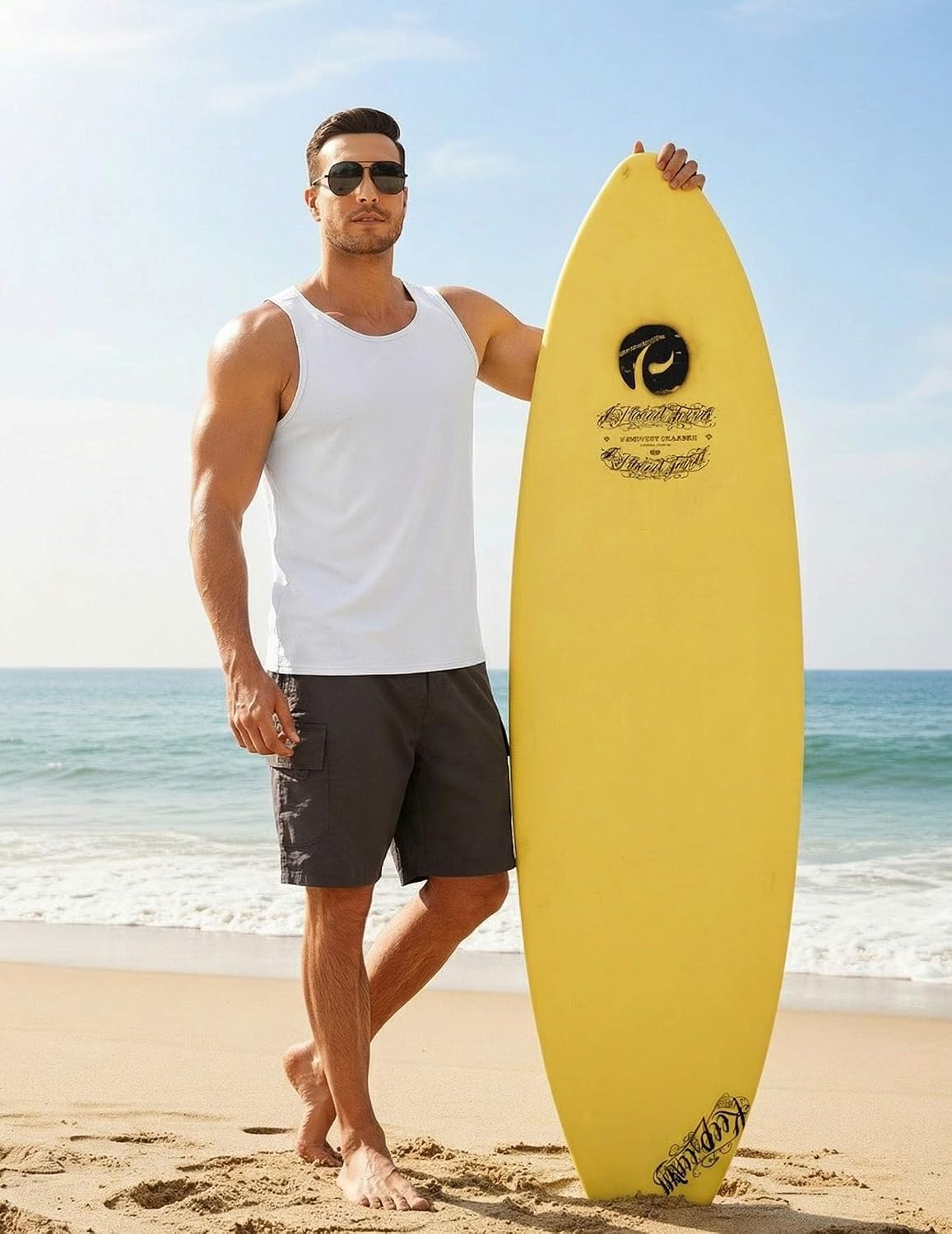 PINSPARK Men's UPF 50+ Quick Dry Tank Tops Athletic Muscle Tee