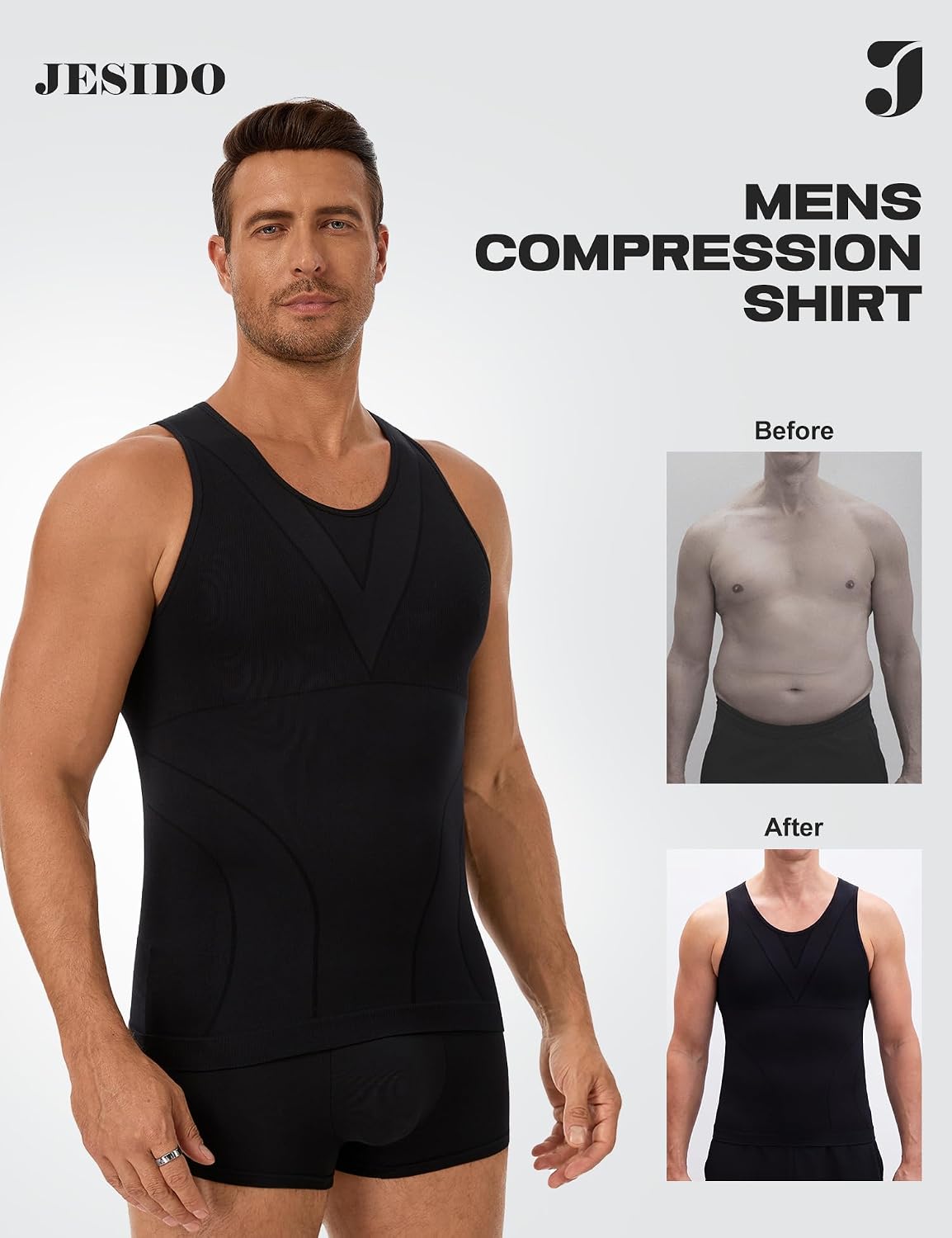 3 Pack Compression Shirt Men's Tummy Control Body Shaper Tank Top