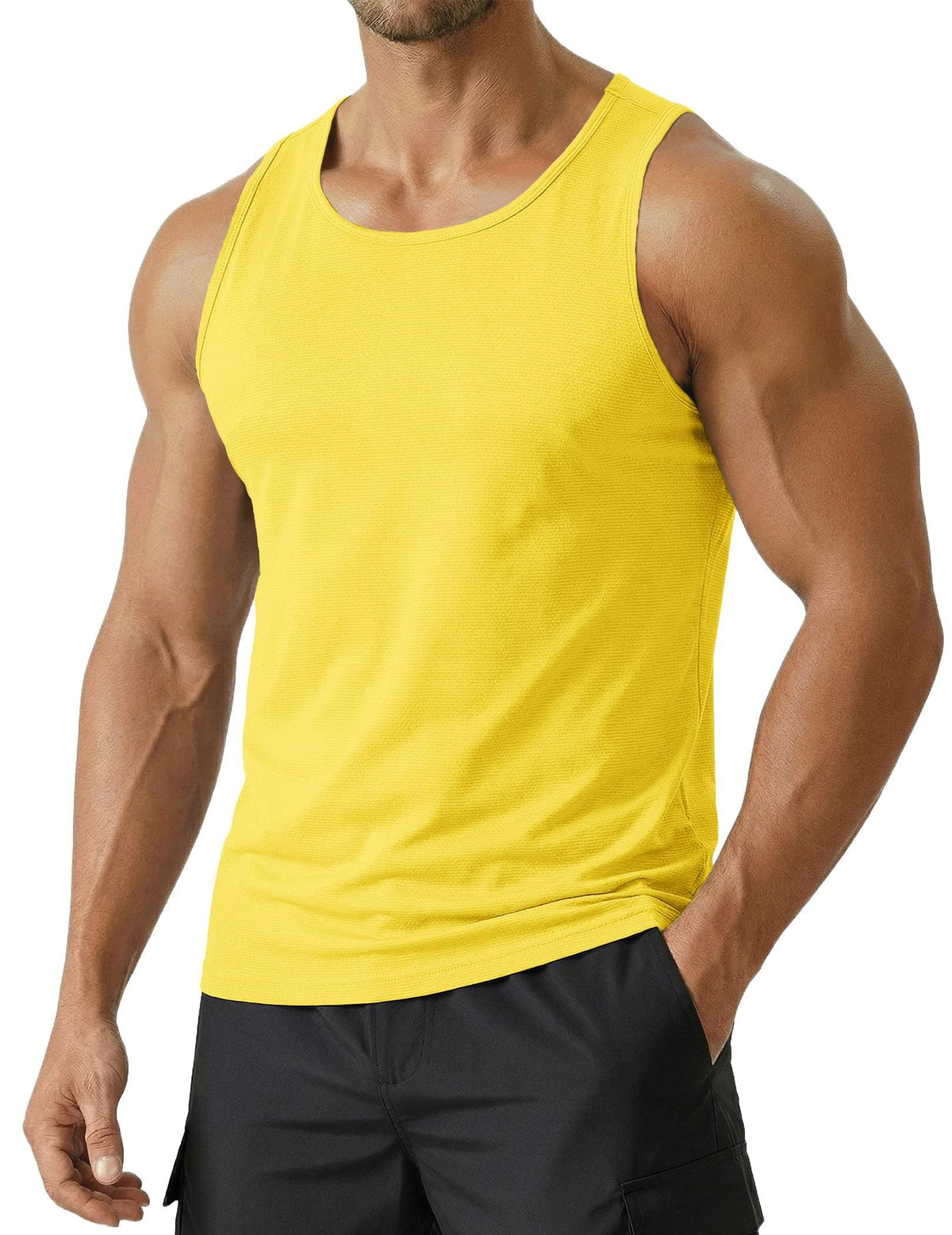 PINSPARK Men's UPF 50+ Quick Dry Tank Tops Athletic Muscle Tee