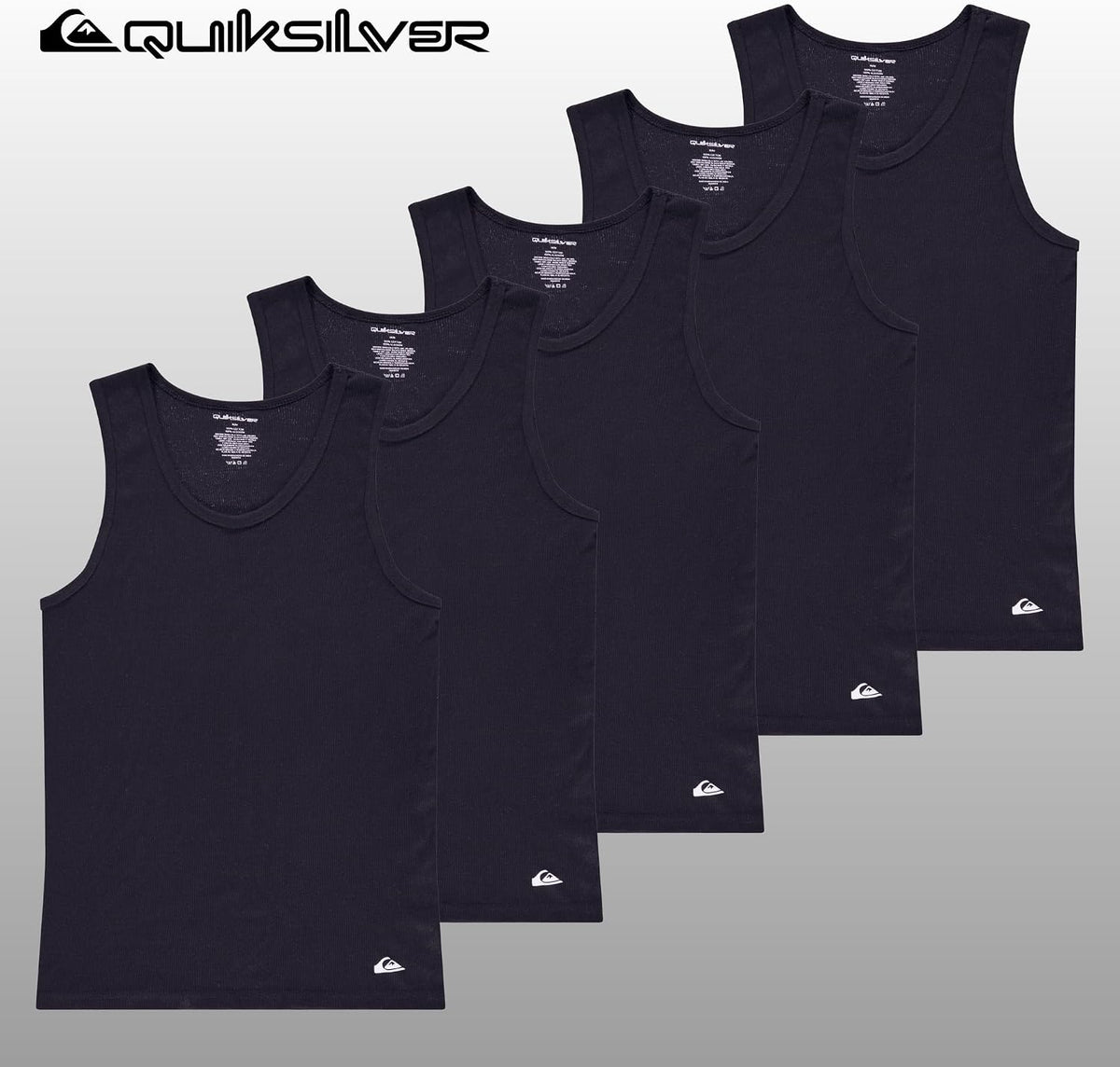 Quiksilver Undershirt Tank Tops for Men, 5 Pack Lightweight Ribbed Tanktops