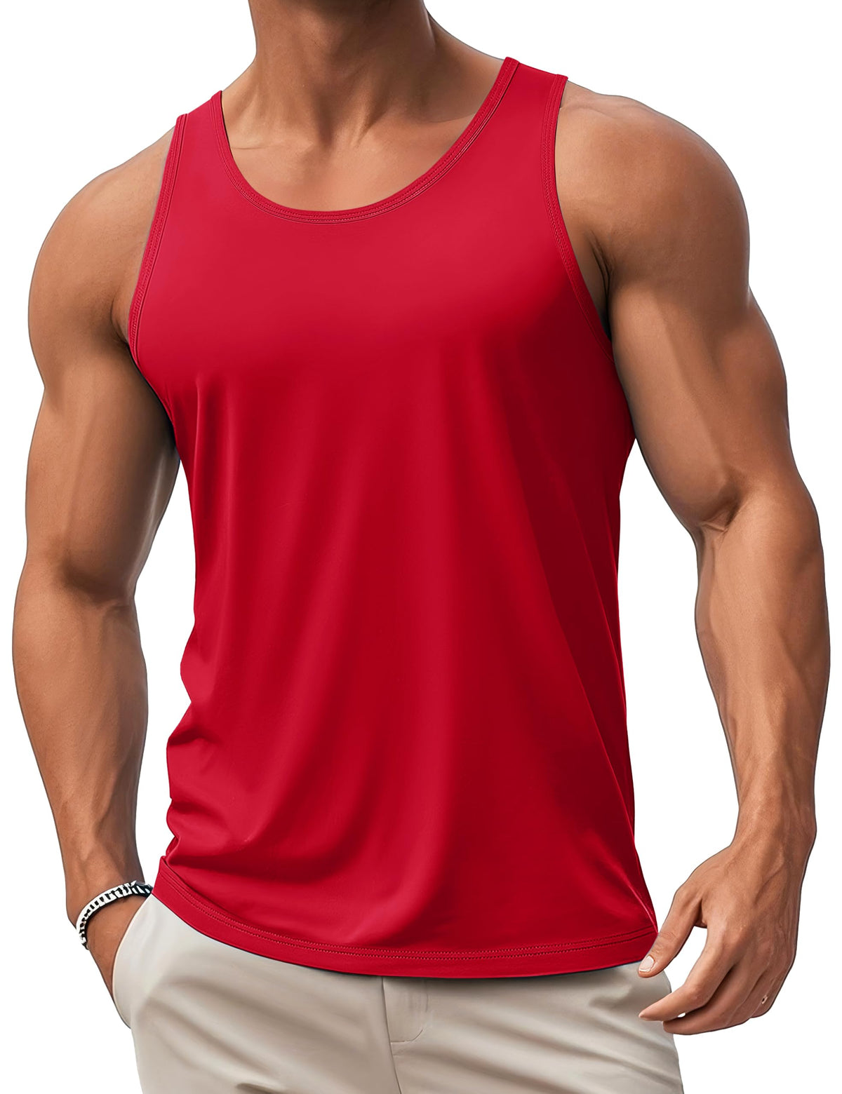MAGCOMSEN Mens Workout Tank Tops Muscle Athletic Gym Cotton Undershirt Sleeveless Shirts