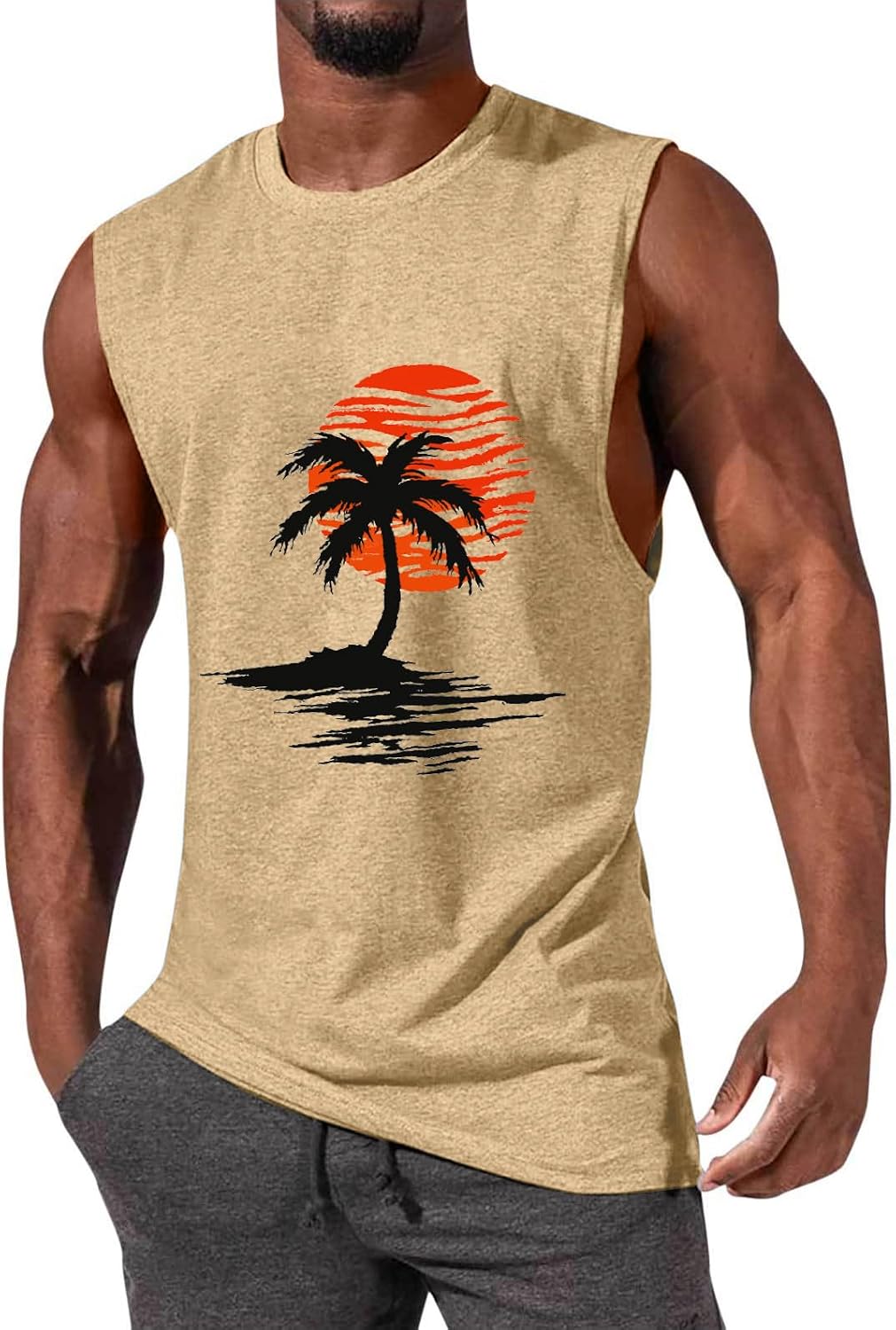 ONLYSTORY Mens Tank Tops Sleeveless Tee Shirts Casual Summer Muscle Gym Tops Running Beach Shirts