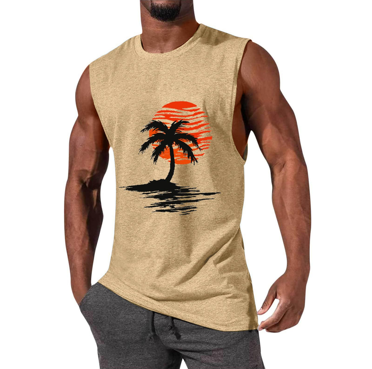 ONLYSTORY Mens Tank Tops Sleeveless Tee Shirts Casual Summer Muscle Gym Tops Running Beach Shirts